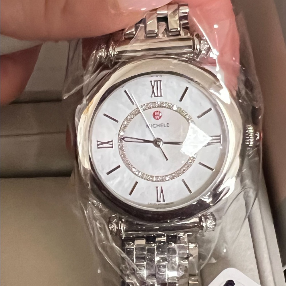 Michele Serein Diamond Dial Watch in Silver